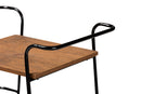 Marielle Black Metal and Walnut 3-Tier Small Mobile Wine Bar Cart Baxton