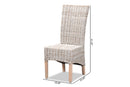 Veronique Rustic Whitewashed Rattan and Natural Brown Dining Chair Baxton