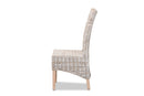 Veronique Rustic Whitewashed Rattan and Natural Brown Dining Chair Baxton