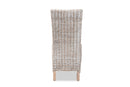 Veronique Rustic Whitewashed Rattan and Natural Brown Dining Chair Baxton