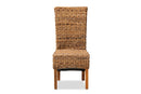 Veronique Rustic Natural Seagrass and Brown Dining Chair Baxton