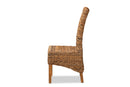 Veronique Rustic Natural Seagrass and Brown Dining Chair Baxton