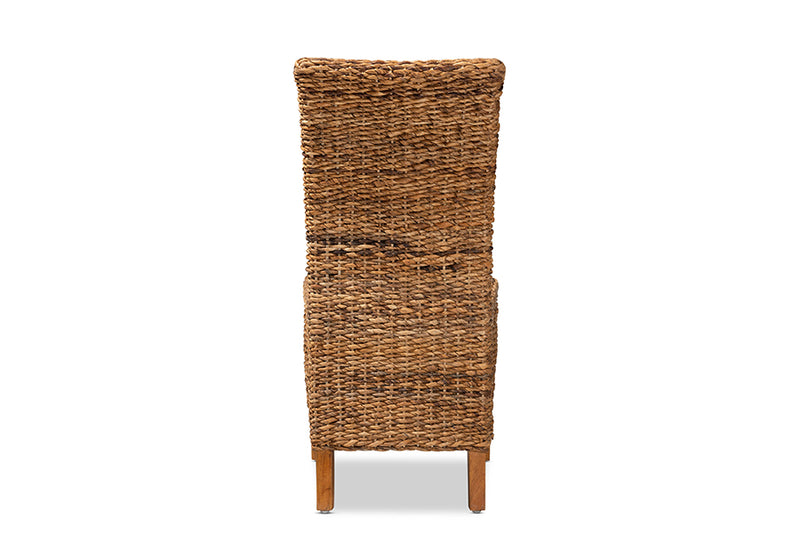 Veronique Rustic Transitional Natural Seagrass and Brown Finished Wood Dining Chair