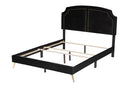 Natasha Traditional Black Velvet and Gold Metal Queen Size Panel Bed Baxton