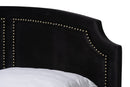 Natasha Traditional Black Velvet and Gold Metal Queen Size Panel Bed Baxton
