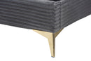 Baara Gray Velvet and Gold Metal Queen Size Panel Bed Baxton