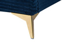 Baara Navy Blue Velvet and Gold Metal Queen Size Panel Bed Baxton