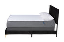 Baara Black Velvet and Gold Metal Queen Size Panel Bed Baxton