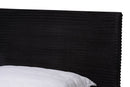 Baara Black Velvet and Gold Metal Queen Size Panel Bed Baxton