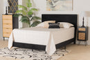 Baara Black Velvet and Gold Metal Queen Size Panel Bed Baxton