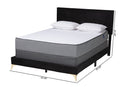 Baara Black Velvet and Gold Metal Queen Size Panel Bed Baxton