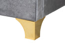 Leanora Gray Velvet and Gold Metal Queen Size Panel Bed Baxton