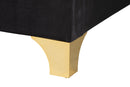Leanora Black Velvet and Gold Metal Queen Size Panel Bed Baxton