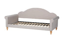 Desmond Light Gray Fabric and Natural Brown Twin Size Daybed Baxton