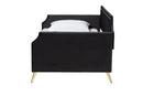 Richardson Traditional Black Velvet and Gold Metal Twin Size Daybed Baxton