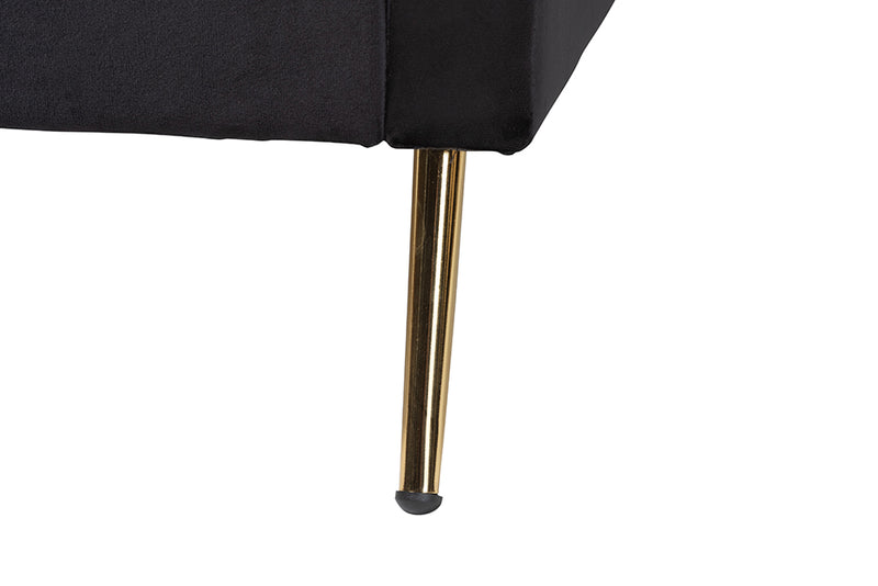 Richardson Traditional Glam and Luxe Black Velvet and Gold Metal Twin Size Daybed