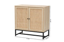 Valda Natural Brown and Natural Rattan 2-Door Storage Cabinet Baxton