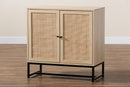 Valda Natural Brown and Natural Rattan 2-Door Storage Cabinet Baxton