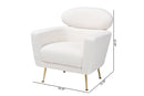 Ornette Ivory Boucle Upholstered and Gold Metal Armchair Baxton