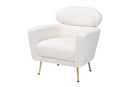 Ornette Ivory Boucle Upholstered and Gold Metal Armchair Baxton
