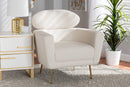 Ornette Ivory Boucle Upholstered and Gold Metal Armchair Baxton