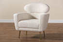 Ornette Ivory Boucle Upholstered and Gold Metal Armchair Baxton