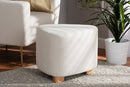 Bedivere Ivory Boucle Upholstered and Natural Brown Ottoman Baxton