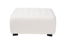 Paiva Ivory Boucle Upholstered and Black Square Ottoman Baxton