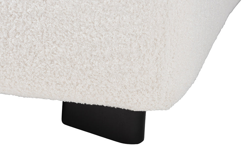 Paiva Modern and Contemporary Ivory Boucle Upholstered and Black Finished Wood Square Ottoman