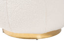 Rune Ivory Boucle Upholstered and Gold Metal Ottoman Baxton
