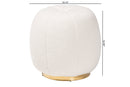 Rune Ivory Boucle Upholstered and Gold Metal Ottoman Baxton
