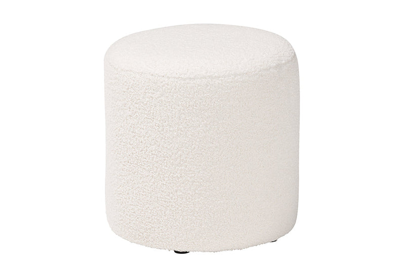 Josephine Ivory Boucle Upholstered Ottoman Baxton