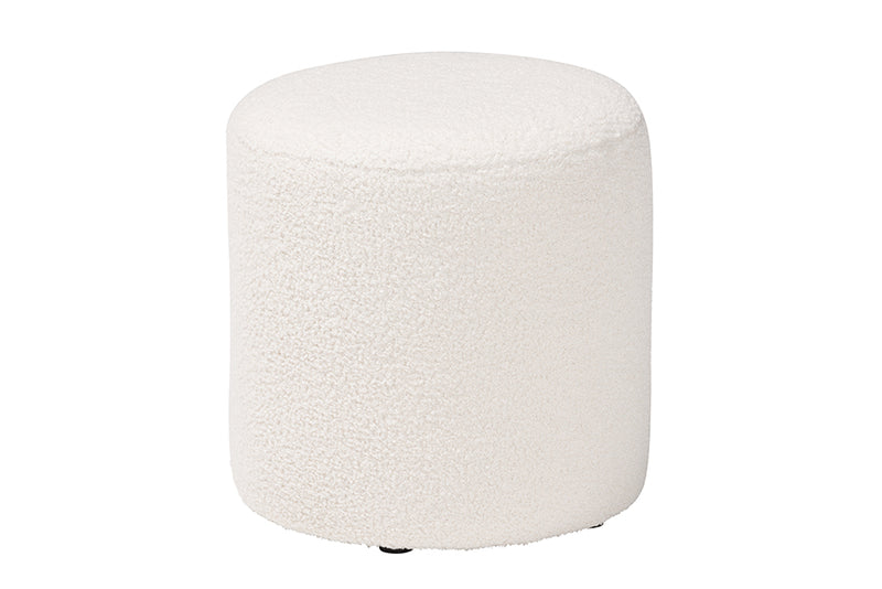 Josephine Modern and Contemporary Ivory Boucle Upholstered Ottoman