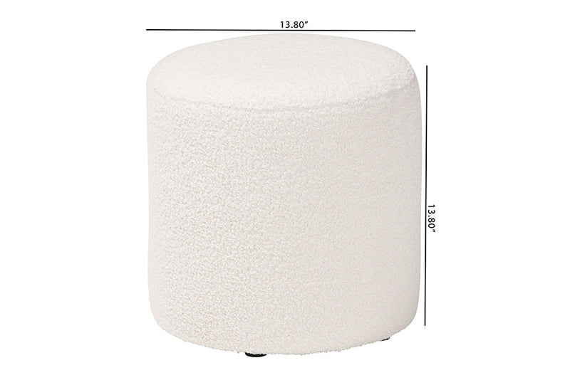 Josephine Ivory Boucle Upholstered Ottoman Baxton