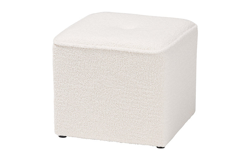 Walsh Ivory Boucle Upholstered Ottoman Baxton