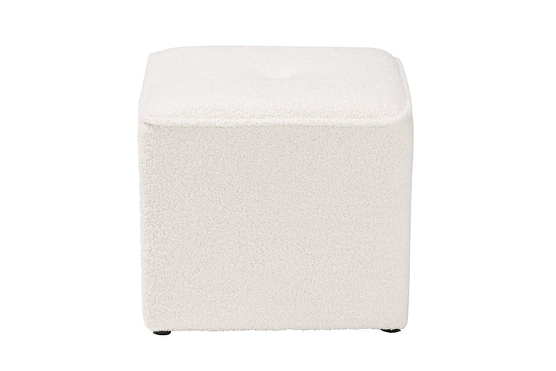 Walsh Modern and Contemporary Ivory Boucle Upholstered Ottoman