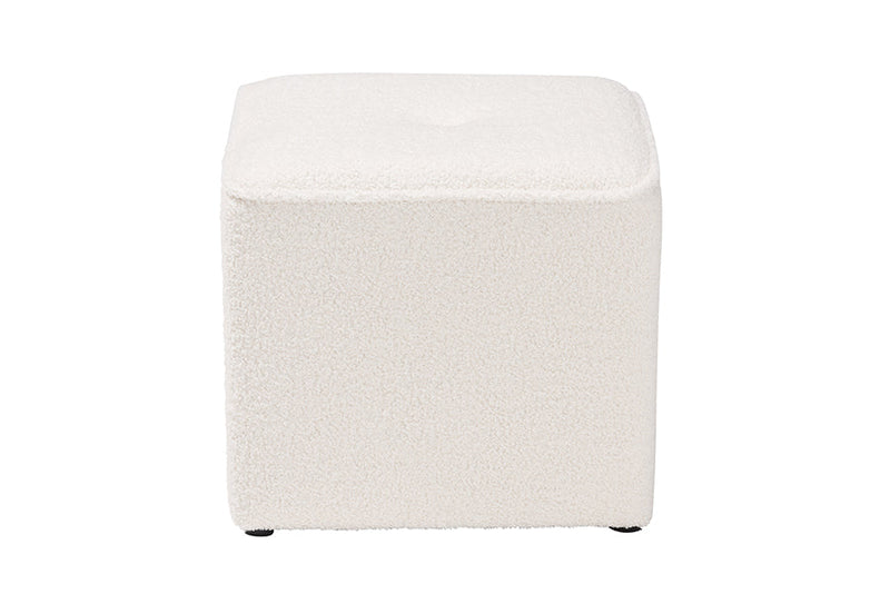 Walsh Ivory Boucle Upholstered Ottoman Baxton