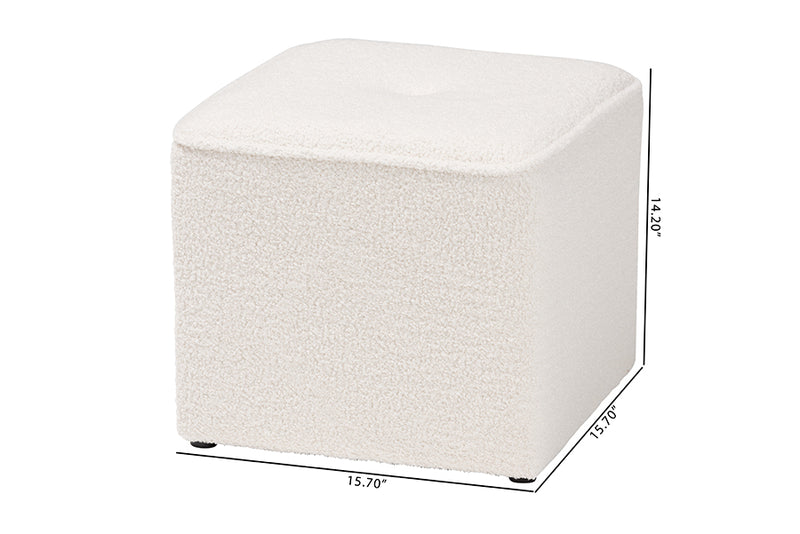 Walsh Modern and Contemporary Ivory Boucle Upholstered Ottoman