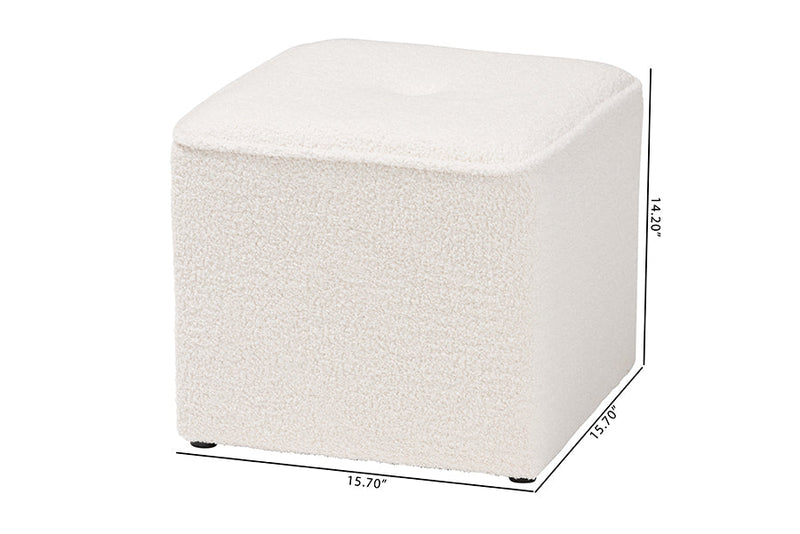 Walsh Ivory Boucle Upholstered Ottoman Baxton
