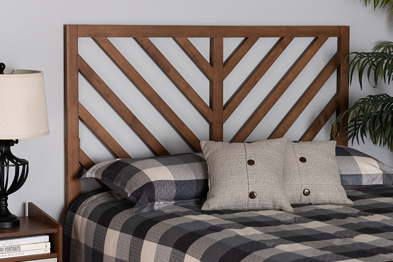 Magni Modern and Contemporary Ash Walnut Finished Wood Queen Size Headboard