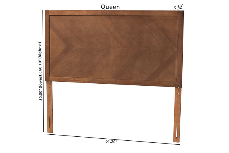 Himari Classic and Traditional Ash Walnut Finished Wood Queen Size Headboard