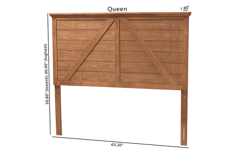 Nesa Classic and Traditional Ash Walnut Finished Wood Queen Size Headboard