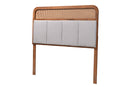 Gaenor Light Gray Fabric and Ash Walnut King Size Headboard w/Rattan Baxton
