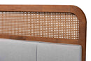 Gaenor Light Gray Fabric and Ash Walnut King Size Headboard w/Rattan Baxton