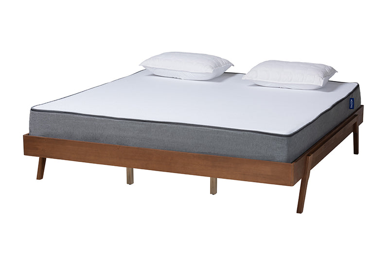 Grant Mid-Century Modern Ash Walnut Finished Wood Queen Size Bed