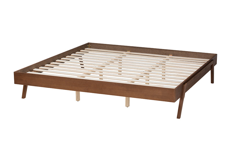 Grant Mid-Century Modern Ash Walnut Finished Wood Queen Size Bed