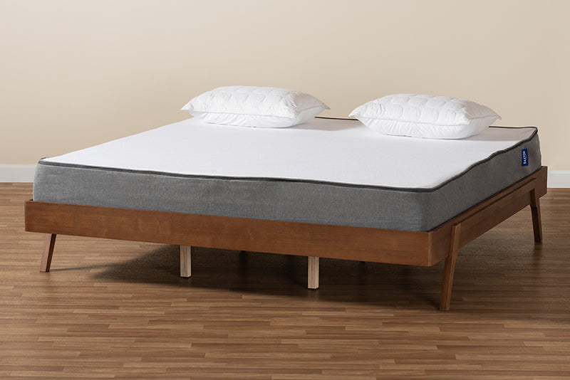 Grant Mid-Century Modern Ash Walnut Finished Wood Queen Size Bed