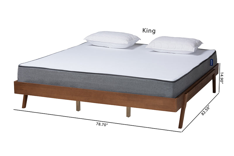 Grant Mid-Century Modern Ash Walnut Finished Wood Queen Size Bed