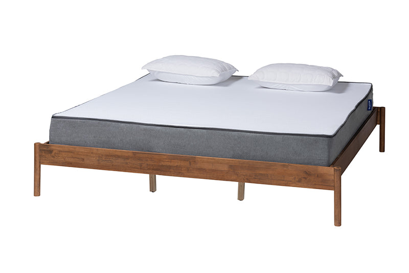 Riordan Mid-Century Modern Ash Walnut Finished Wood King Size Bed