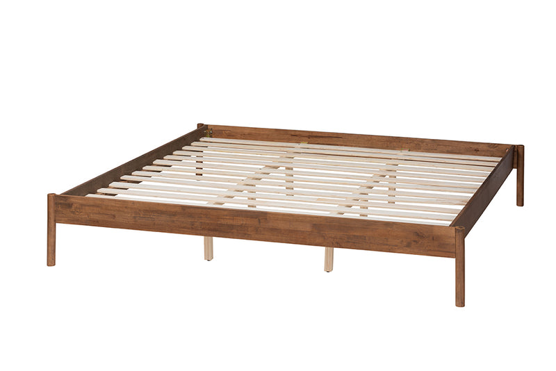 Riordan Mid-Century Modern Ash Walnut Finished Wood King Size Bed